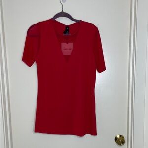 Agnes & Dora Bold Red V-Neck Tee